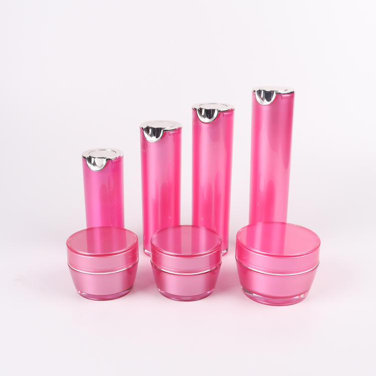 Envases cosméticos Tarros acrílicos para crema / Botellas acrílicas para loción / Tarros de crema / Botellas de loción （Rosa）