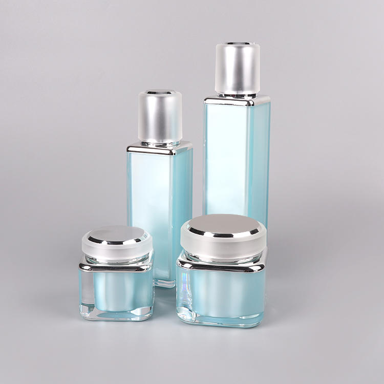 Envases cosméticos Tarros acrílicos para crema / Botellas acrílicas dara loción / Tarros de crema / Botellas de loción （Azul cielo）