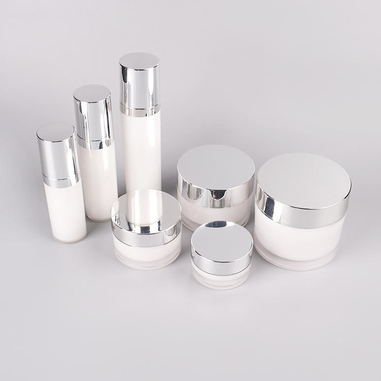 Envases cosméticos / Tarros acrílicos para crema / Botellas acrílicas para loción / Tarros de crema / Botellas de loción （Plata）